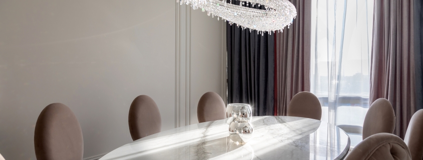 ARTICA in a private apartment designed by DOMOFF INTERIORS, Manooi Crystal Chandeliers